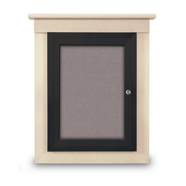 United Visual Products 42"x32" 2-Door Enclosed Letterboard, Grey Felt/Lt Oak UV26235O-LTOAK-GREY - main
